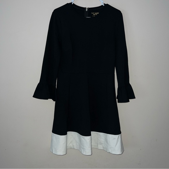 Kate Spade Black White Colorblock Bell Sleeve Ponte Dress Women’s Size Medium - Picture 1 of 10